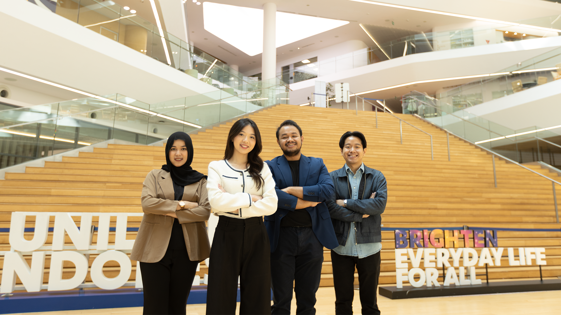 People standing in the Unilever Indonesia office