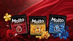Molto products with a red rose background