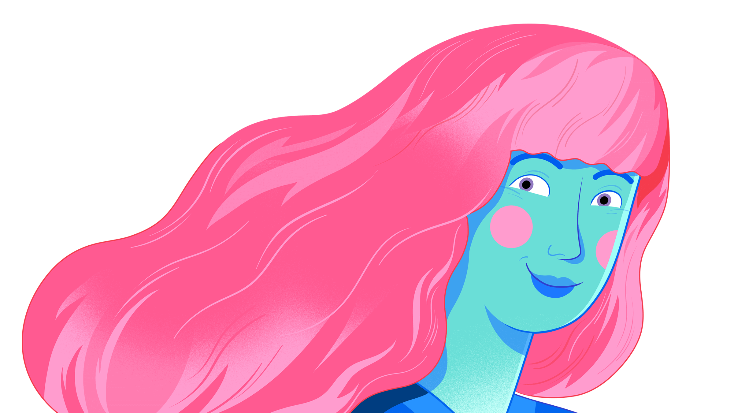 An illustrated character with long hair