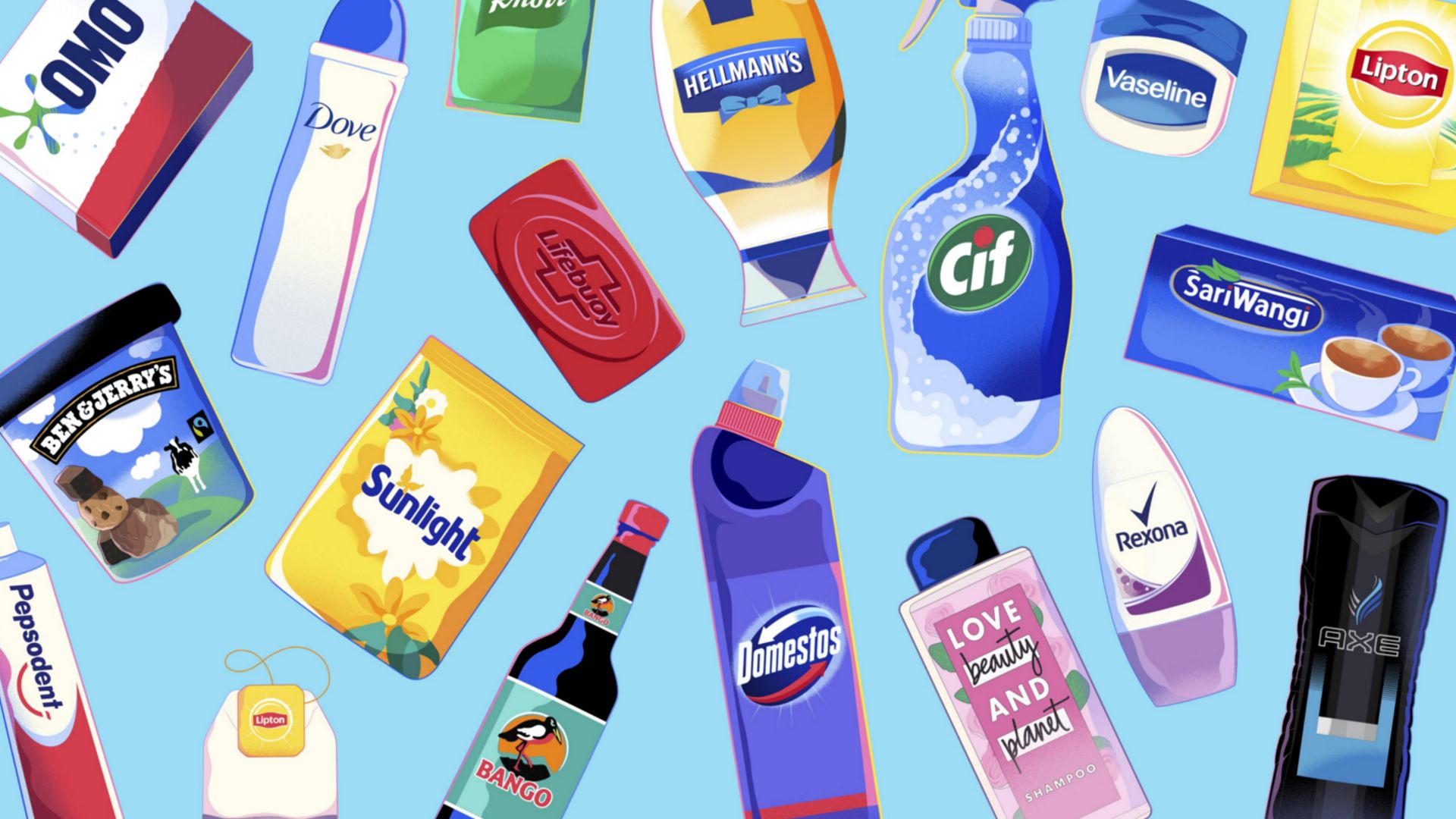 Collage of Unilever products